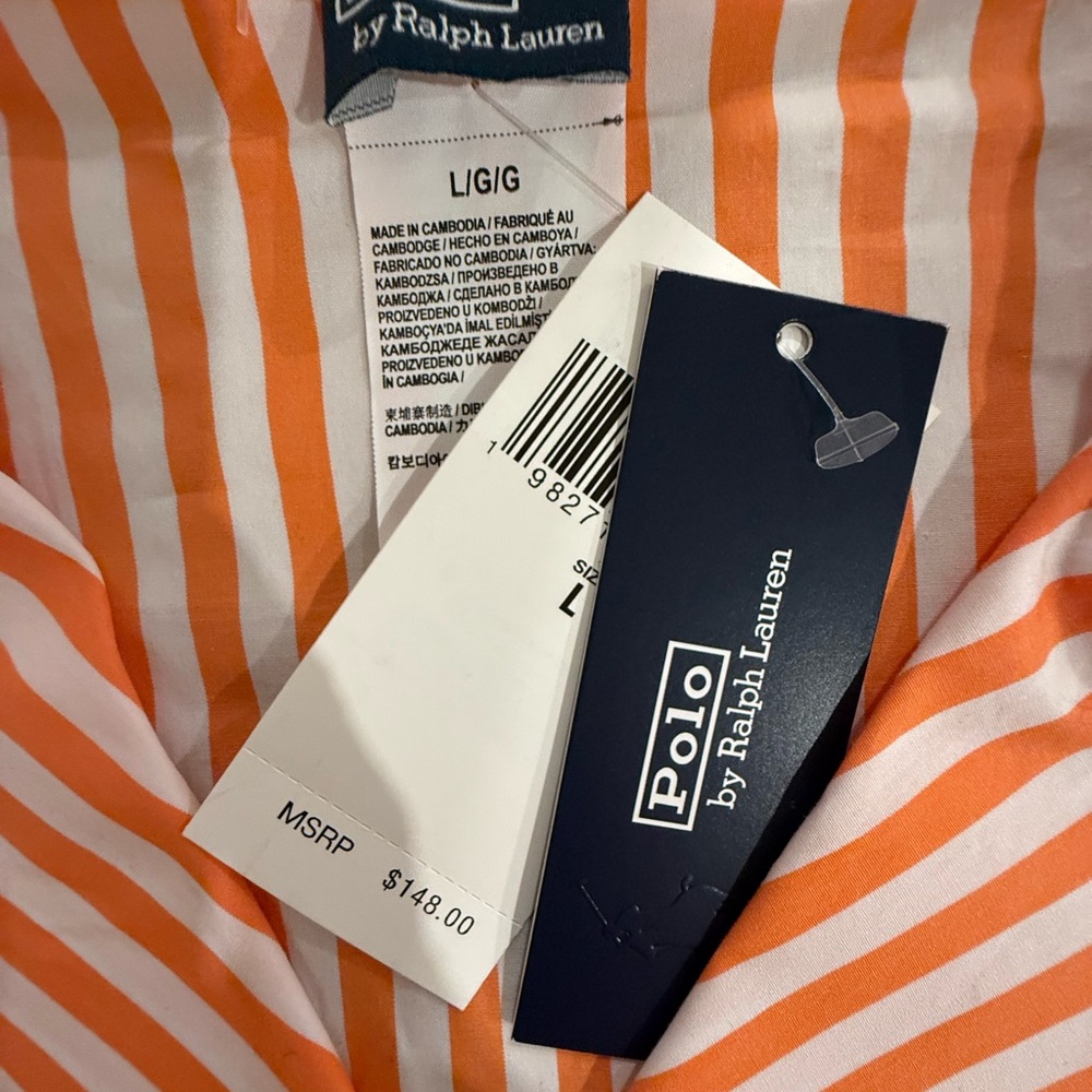 Polo by Ralph Lauren Orange and White Striped Women's Pajama Set - Picture 12 of 16